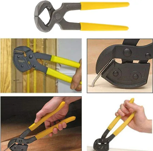 Vista 2 de Oumefar Alicates extractores de uñas de acero al carbono de 7 pulgadas, herramienta extractor de uñas resistente para carpintería, construcción