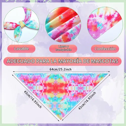 Vista 2 de Silkfly 100 bandanas de verano para perro, diseño de teñido anudado
