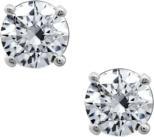 Vista 6 de Tienda Essentials Yellow Gold Plated, Platinum or Rose Gold Plated Sterling Silver Infinite Elements Cubic Zirconia Stud Earrings White, Blue