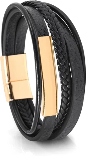 Vista 13 de Hamoery Men Leather Bracelet Punk Braided Rope Alloy Bracelet Bangle Wristband
