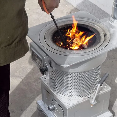 Vista 7 de Estufa de carbón/leña de hierro fundido de gasificación, Estufa de camping multiusos interior/exterior, Estufa de calefacción de ahorro de energía