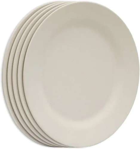 Vista 8 de Juego de platos llanos de 11 pulgadas, platos de pasta extra grandes, platos irrompibles, vajilla ligera de paja de trigo para ensalada, vajilla