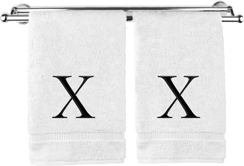 Vista 106 de Toalla de mano monogramada, regalo personalizado, juego de 2 - Toalla bordada con letra de bloque dorada - Extra absorbente 100% algodón turco