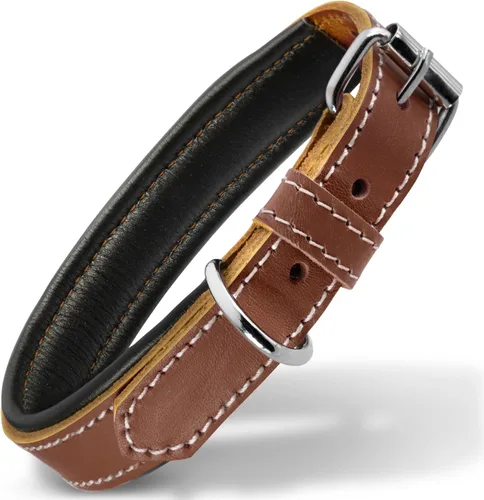 Vista 26 de Filbert Collar de cuero para perro, collar de cuero genuino para perros pequeños, acolchado de lujo, fuerte, ajustable para todas las razas, hebilla