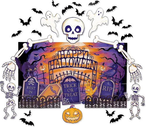 Vista 5 de American Greetings Kit de decoración de coche de Halloween, monstruo (25 unidades)