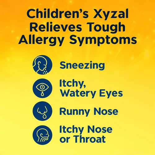 Vista 4 de Xyzal Medicamento para aliviar la alergia las 24 horas para niños, antihistamínico líquido de dihidrocloruro de levocetirizina, chicle, 5 onzas