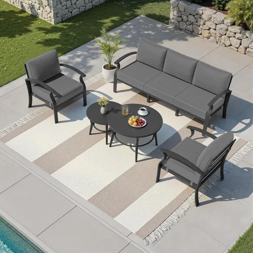 Vista 30 de Kullavik Juego de muebles de patio al aire libre de aluminio con cojines Arena