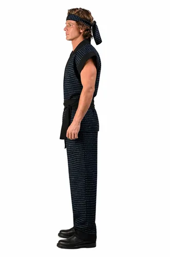 Vista 3 de Disfraz de Samurai para Hombre en Cuadros Azules Multicolor