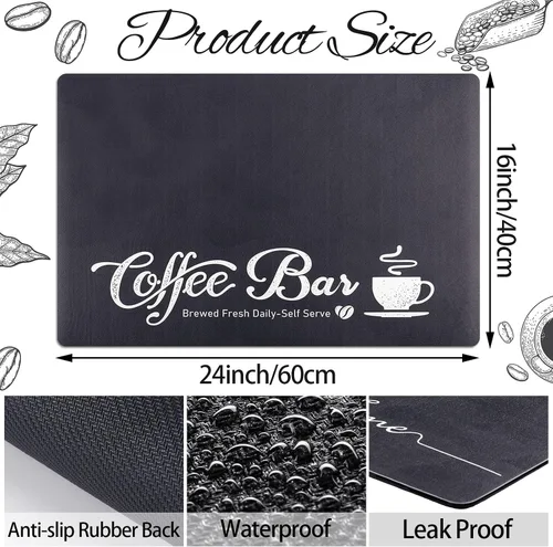 Vista 2 de 2 tapetes para cafetera, 16 x 24 pulgadas, lavables, accesorios para cafetera, absorbente de manchas, tapete de encimera de cocina para encimeras