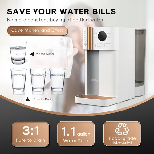 Vista 6 de ICEPURE Sistema de filtración de agua de ósmosis inversa de mostrador Certificado NSF/ANSI 58, Filtro compuesto de 4 etapas, proporción pura a