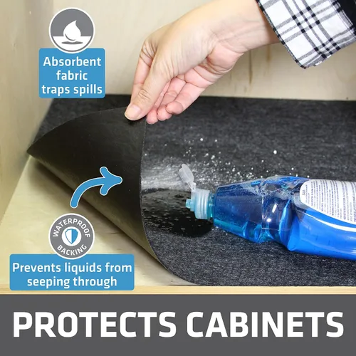 Vista 2 de Tapete Premium Drymate para Debajo del Fregadero, Tapetes Impermeables de Protección para Gabinetes de Cocina y Baño, Forros Absorbentes
