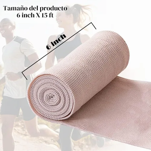 Vista 6 de OBTANIM 6 rollos de vendaje elástico con 12 clips adicionales, cinta elástica de compresión de 6 pulgadas x 15 pies para médicos, deportes