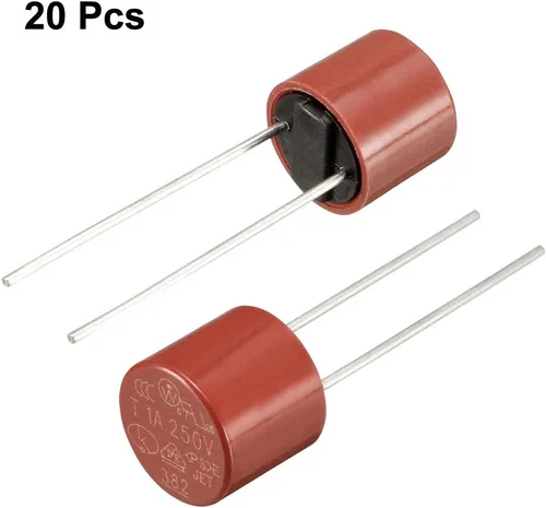 Vista 4 de uxcell® 20pcs DIP montado en miniatura cilindro lento golpe micro fusible T1A 1A 250V rojo