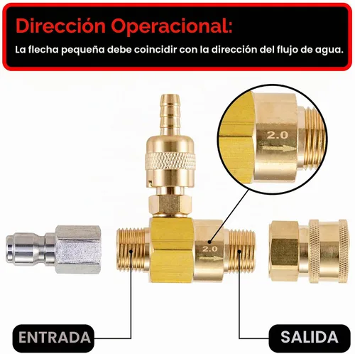 Vista 2 de Inyector de corriente abajo para lavadora a presión, kit de inyector químico para lavadora a presión, inyector de jabón, conexión rápida de 3/8