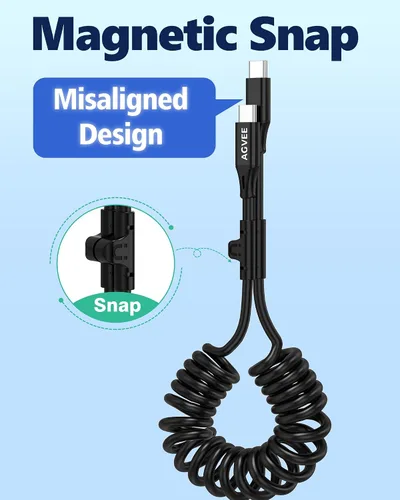 Vista 2 de AGVEE Paquete de 2 cables USB-C a USB-C en espiral de 3 pies