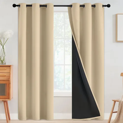 Vista 77 de SimpleHome - Cortinas opacas 100% para recámara, cortinas de ventana con ojales beige, con aislamiento térmico, cortinas de oscurecimiento