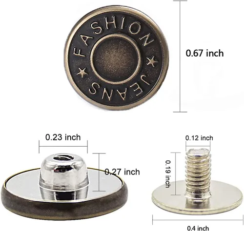 Vista 4 de GIYOMI 17mm Kit de reemplazo de botones para jeans sin costura con base metálica, 12 juegos de botones metálicos removibles sin clavos de 17 mm, kit