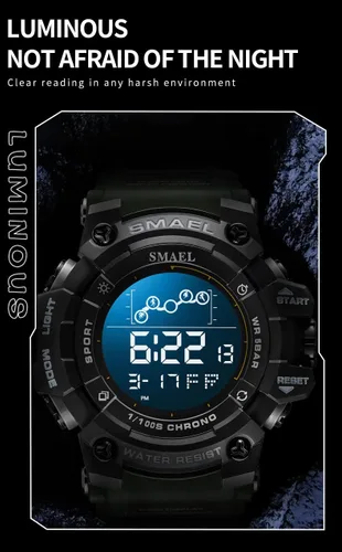 Vista 7 de AIMES Mens Military Multifunction Digital LED Watch Electronic Waterproof Orange Sport Watch Alarm Countdown Wristwatch