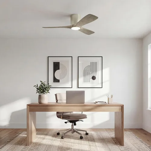 Vista 5 de Kichler Volos Ventilador de Techo de 48 pulgadas con Luz LED y Control de Pared en Níquel Cepillado, Ventilador Moderno de Interior con Motor