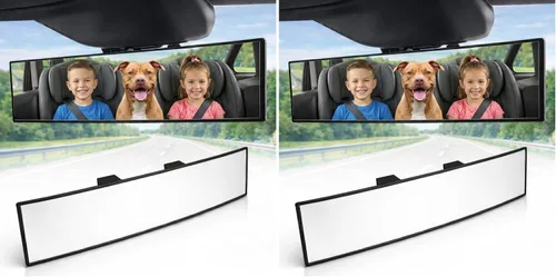 Vista 8 de Espejo retrovisor ICBEAMER de 9.4 pulgadas con clip Tinte azul convexo, vidrio panorámico de gran angular HD, antirreflejo, ajuste universal