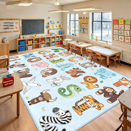Vista 8 de Alfombras infantiles para sala de juegos, alfombra ABC de 2.5 x 4 pies para niños pequeños, alfombra de aprendizaje educativo, alfombra