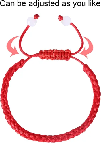 Vista 2 de GEJOY 12 piezas hechas a mano Kabbalah pulsera ajustable de la suerte con 2 cuentas blancas para el éxito