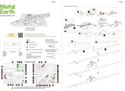 Vista 7 de Metal Earth Paquete de modelo de metal 3D tipo XXI alemán U-Boat con pinzas Fascinaciones