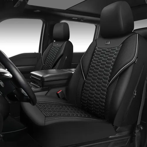Vista 11 de CAR PASS Juego completo de fundas para asientos de coche de malla de espuma 3D de cuero, fundas para asientos de coche de malla transpirable
