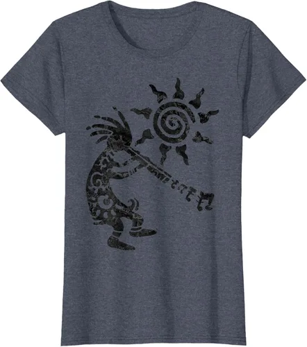 Vista 51 de Native American Kokopelli Musican With Flute 2 - Camiseta divertida para fanáticos, Blanco, S