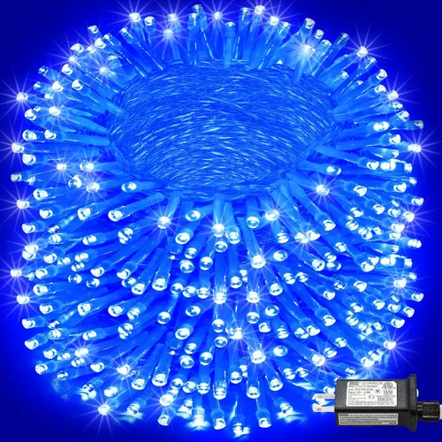 Vista 39 de Tira de 200 luces LED de 66 pies para exteriores, luces de Navidad conectables para interiores, cable transparente, impermeable, 8 modos de luces