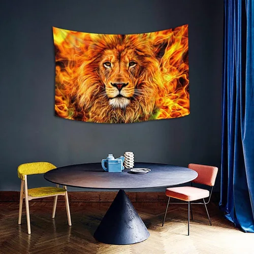 Vista 5 de Rasta Lion of Judah - Tapiz con cabeza de llama, 60 x 40 pulgadas, para colgar en la pared, decoración del hogar Burning Flame Rasta Lion of Judah