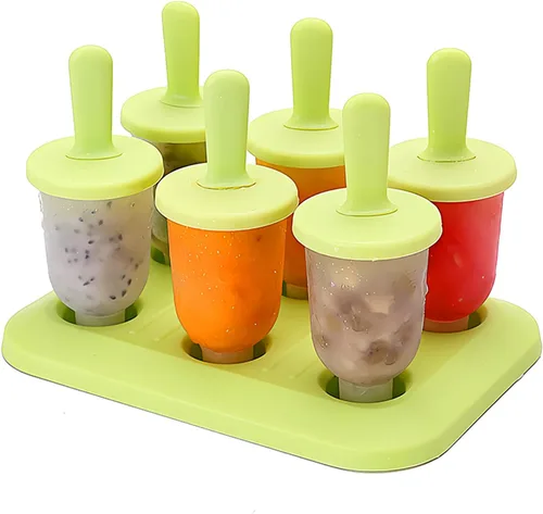 Vista 14 de 6 moldes para paletas de hielo, moldes de paletas con palos, para paletas de helado de bricolaje (azul, largo)