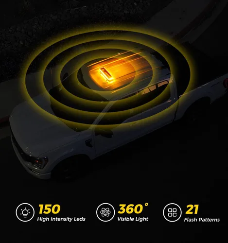 Vista 2 de Xprite Barra de luces estroboscópicas de emergencia para techo de 18 pulgadas, 150 LED, luces de advertencia intermitentes de servicio pesado