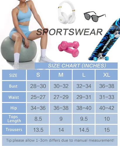 Vista 7 de HORISUN Women Workout Sets 2 Piece Yoga Outfits Seamless Ribbed Sports Bra Crop Tank Top High Waist Biker Shorts Exercise Set