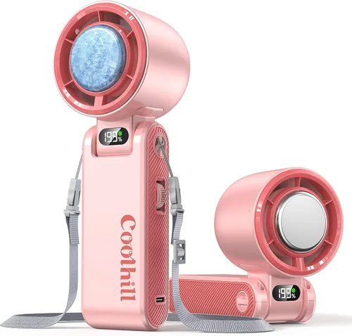 Vista 12 de Ventilador portátil de mano con clip mini ventilador 3000mAh 5 velocidades Rosa