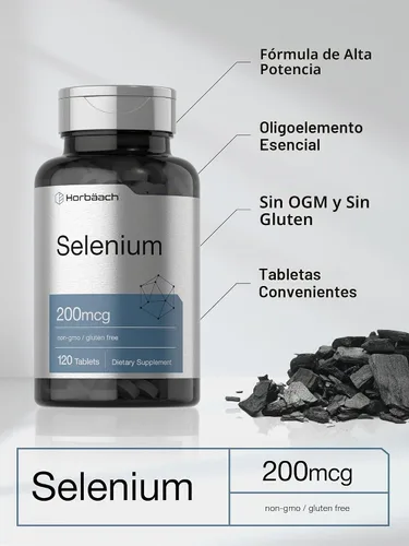Vista 4 de Horbäach Suplemento de selenio para mujeres y hombres 200mcg 120