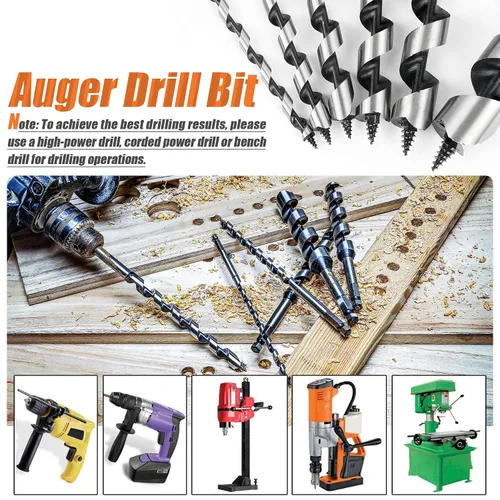 Vista 5 de Broca de taladro de 1-1/2 pulgadas x 9 pulgadas para madera, vástago hexagonal de 1-1/2 pulgadas, broca larga para madera suave y dura, plástico