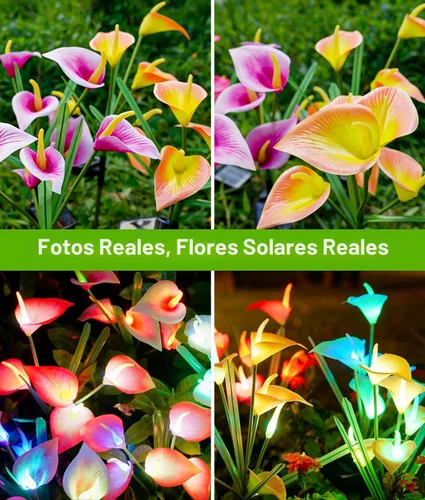Vista 2 de KOOPER Solar Calla Lily Lights Outdoor, 4 Pack, 20 Flower, Color Changing