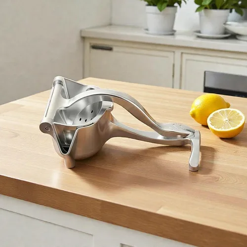 Vista 8 de Exprimidor de jugo manual, exprimidor de frutas manual con filtro de semillas, extractor manual de mano de aleación de aluminio resistente