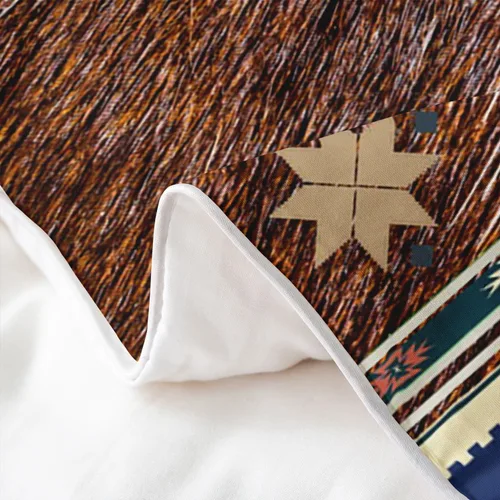 Vista 5 de jejeloiu Juego de ropa de cama azteca, tamaño King, estampado de piel de vaca occidental, funda de edredón 100% algodón para niños, funda de edredón