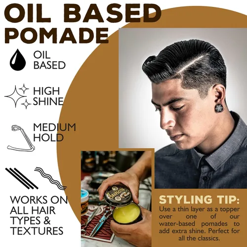 Vista 7 de Suavecito Pomada a base de aceite lata de 3 onzas – Aroma original peinado de larga duración, alto brillo saludable, para todo tipo de cabello