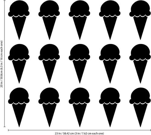 Vista 3 de Juego de 15 calcomanías de vinilo para pared, conos de helado, 6.3 x 3 pulgadas cada uno, diversión para el hogar, dormitorio, sala de estar