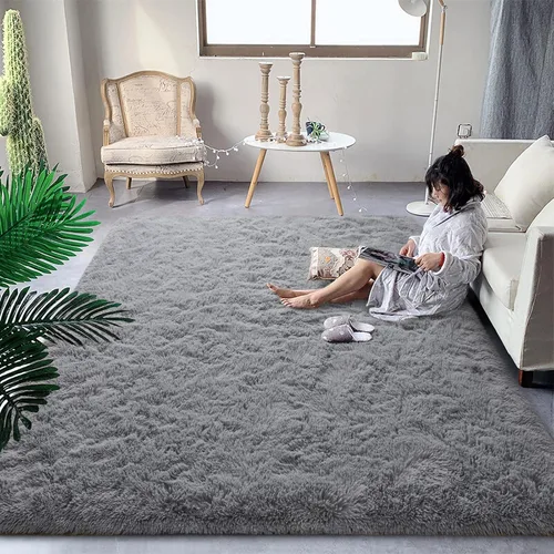 Vista 13 de DweIke Alfombras de pasillo beige esponjosas para dormitorio, 2 x 6 pies, alfombra larga de felpa suave para niñas y niños, antideslizante y lavable
