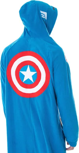 Vista 4 de Marvel Comics - Disfraz clásico de Capitán América para hombre, traje de pijama de una sola pieza