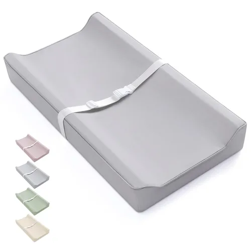 Vista 8 de Blissful Diary Cambiador de bebé de cuero vegano con cubierta de poliuretano impermeable y fácil de limpiar, tamaño aguacate, cómodo cambiador