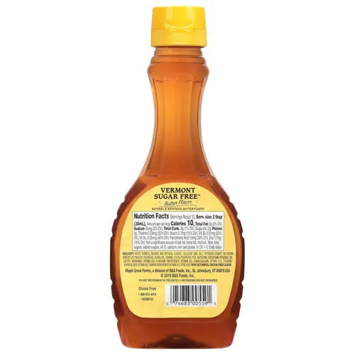 Vista 3 de Maple Grove Farms, Vermont - Jarabe de mantequilla para panqueques con vitaminas, sin azúcar, 12 onzas