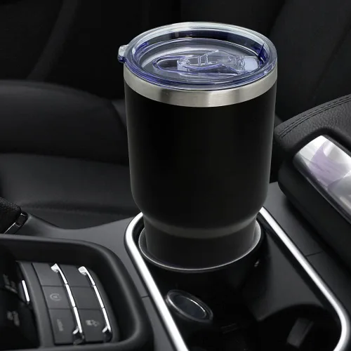 Vista 3 de iPick Image Hecho para Ford Mustang GT 30 oz doble pared sellado al vacío negro acero inoxidable taza de viaje