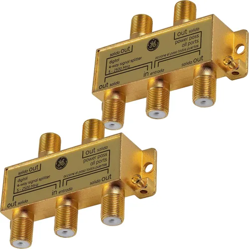 Vista 8 de GE Digital 4-Way Coaxial Cable Splitter, 2.5 GHz 5-2500 MHz, RG6 Compatible