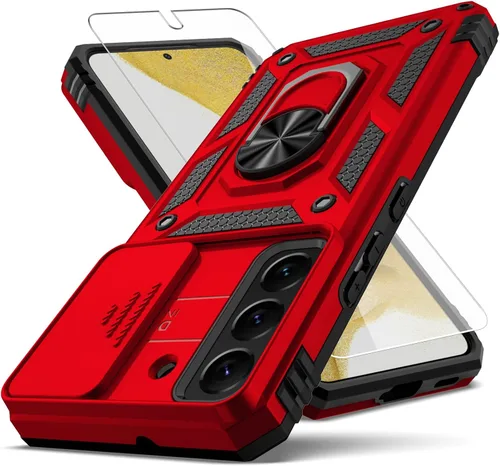 Vista 7 de Funda para Samsung Galaxy S22, con cubierta para lente de cámara, protector de pantalla HD, [grado militar] anillo de montaje en coche con soporte