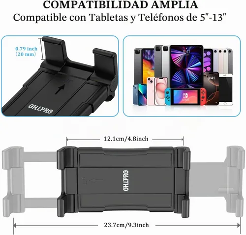 Vista 6 de OHLPRO Soporte de pared para tableta, soporte de pared para iPad con giro ajustable de 360°, soporte adhesivo 3M sin taladrar para cocina, oficina